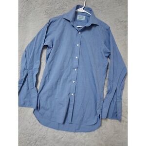 Hilditch & Key Shirt Mens 15R Blue Cotton Saks Fifth Avenue French Cuff Luxury